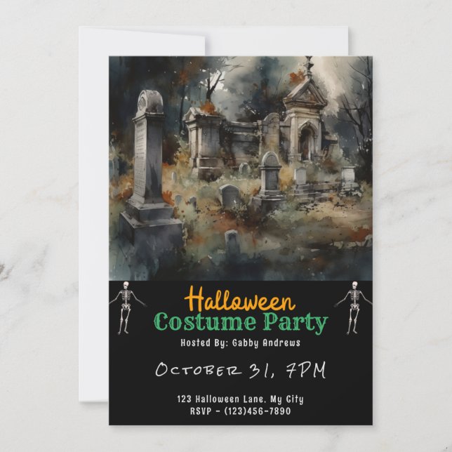 Invitación Creepe cementerio de cementerio de tumbas Black Ha (Anverso)