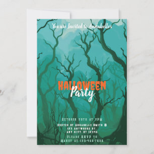 Invitación Creepe Foggy Forest Halloween Party