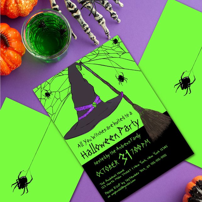 Invitación Creepe Gorra de brujas Spider fiesta de Halloween  (Subido por el creador)