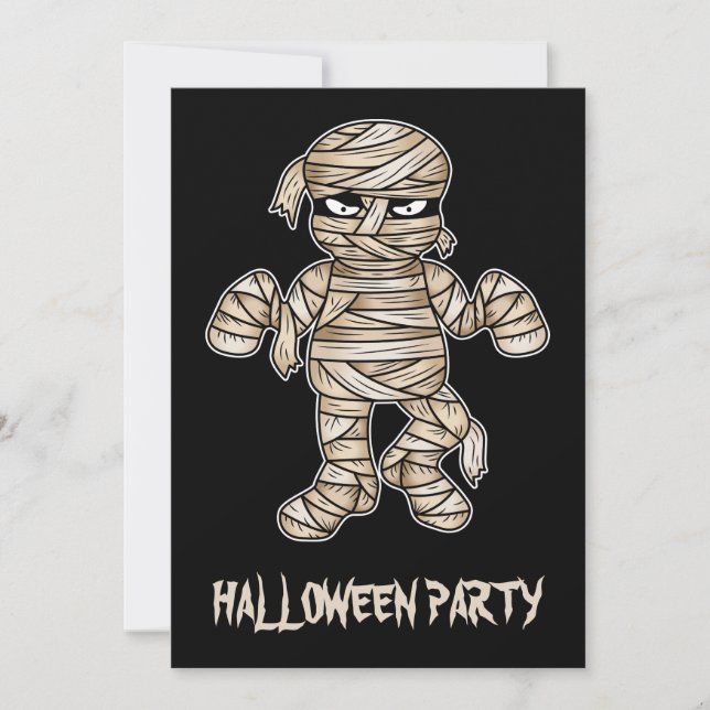 Invitación Creepe Personalizado Mummy Halloween Party (Anverso)