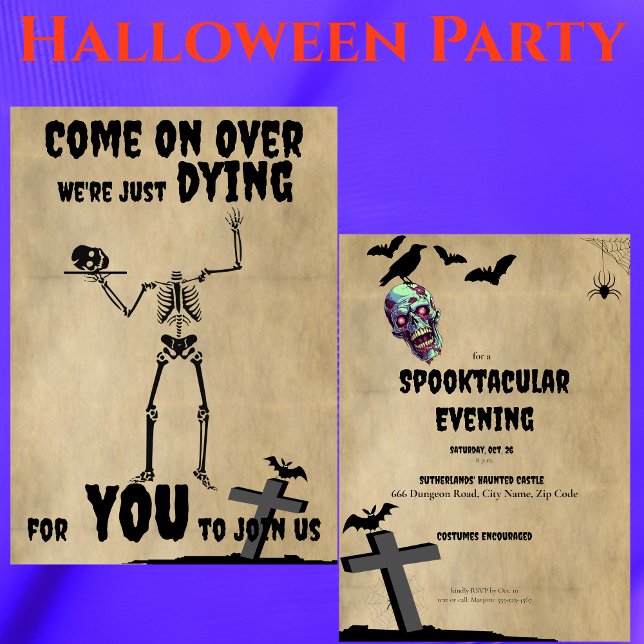 Invitación Creepe Skeleton Spooktacular Halloween Party (Subido por el creador)