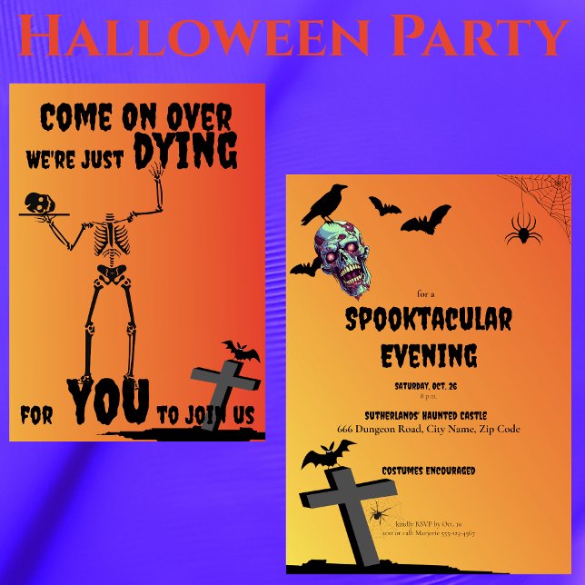 Invitación Creepe Skeleton Spooktacular Halloween Party (Subido por el creador)