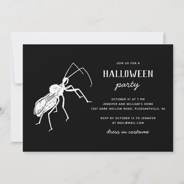 Invitación Creepy Bug Black Halloween Party | Espeluznante in (Anverso)