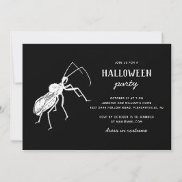 Invitación Creepy Bug Black Halloween Party | Espeluznante in
