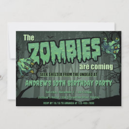 Invitación Creepy Dark Green Zombie Birthday Party