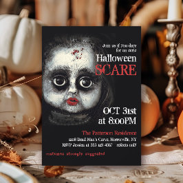 Invitación Creepy Eerie Gothic Doll Halloween Party