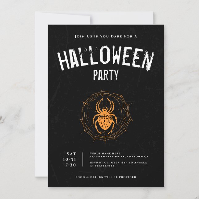 Invitación Creepy Fiesta de Adultos Adultos Grunge Halloween (Anverso)