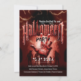 Invitación Creepy Halloween Party Zombies Red Scary Night