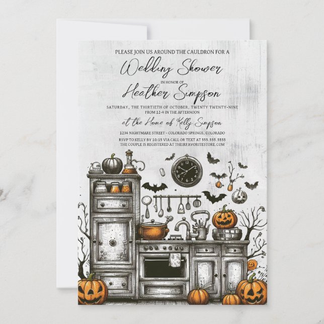 Invitación Creepy Kitchen Bridal Shower (Anverso)