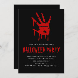 Invitación Creepy Sangre Hand Print Adults Halloween Party