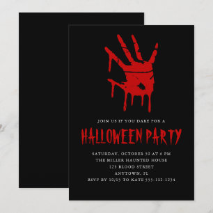 Invitación Creepy Sangre Hand Print Adults Halloween Party