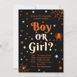 Invitación Creepy Spider Halloween Revelación de Género Baby 