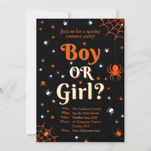 Invitación Creepy Spider Halloween Revelación de Género Baby