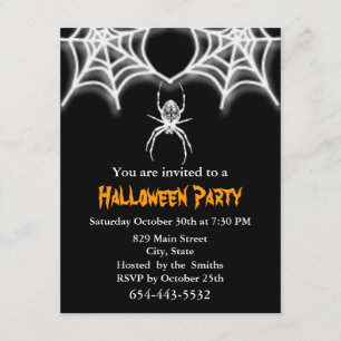 Invitación Creepy Spider & Web Invitation Card Template