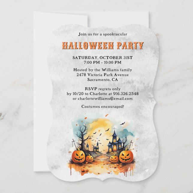 Invitación Creepy Spooky Pumpkins Halloween Party (Anverso)