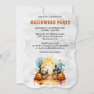 Invitación Creepy Spooky Pumpkins Halloween Party