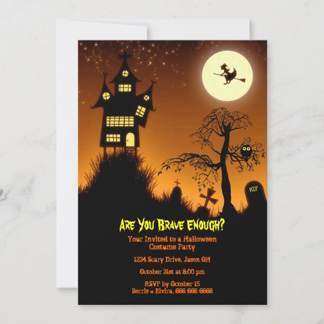 Invitación Creepy y atónita fiesta de Halloween en casa (Anverso)