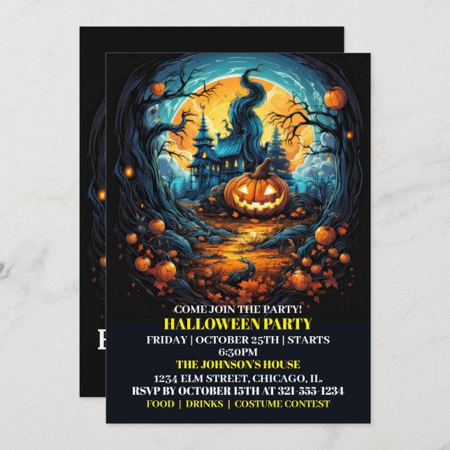 Invitación Creepy y brillante ofertas de la fiesta de la cala (Anverso / Reverso)