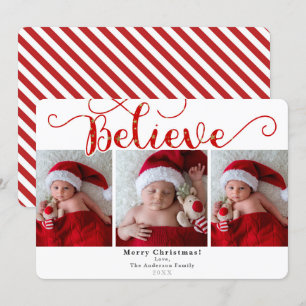 Invitación Creer Navidad Rojo Fiesta 3 Fotos Foto