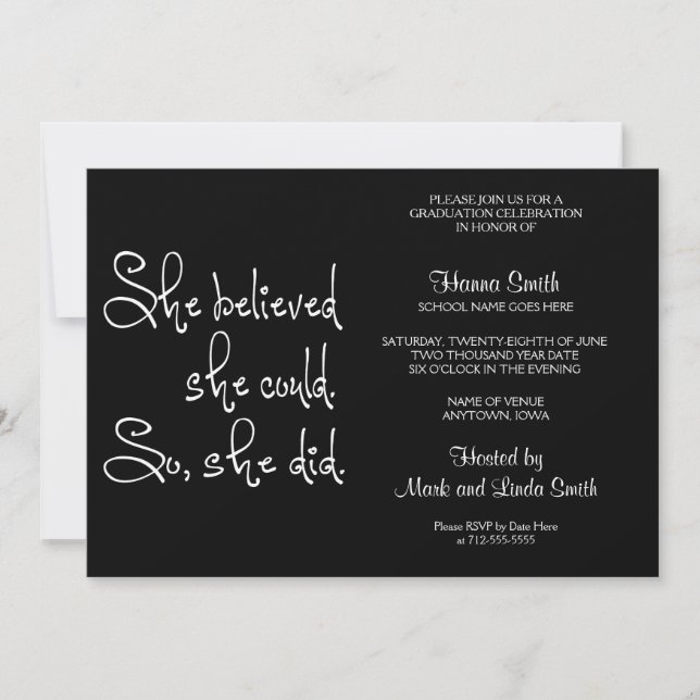 Invitación Creía Que Podía Graduarse (Anverso)