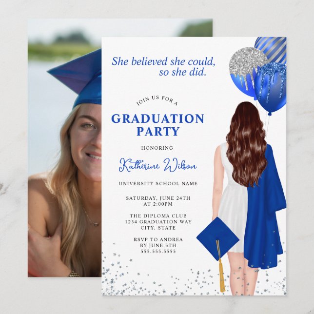 Invitación Creía Que Podía Graduarse En Fotografía Azul (Anverso / Reverso)