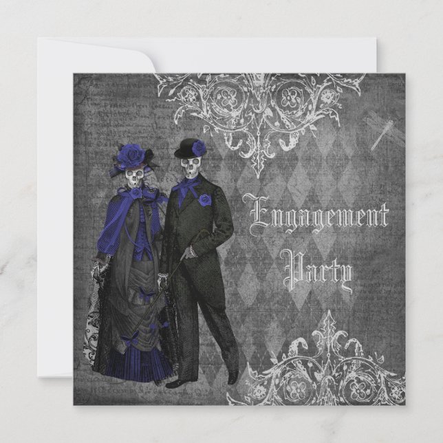 Invitación Creíble fiesta de compromiso de Novia y Groom de H (Anverso)