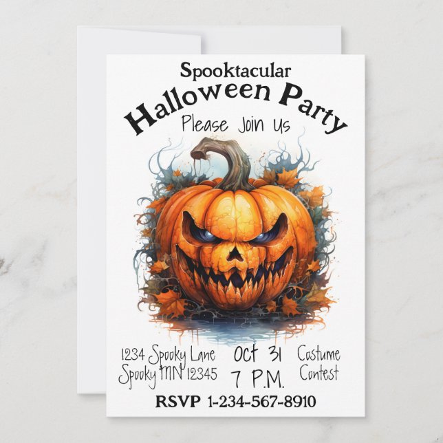 Invitación Creíble fiesta de Halloween de Jack-O-Lantern (Anverso)
