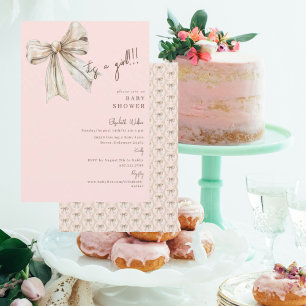 Invitación Crema acuarela rosa rosado es un Baby Shower Chica