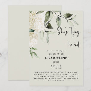 Invitación Crema atando el Knot Hydrangeas ducha de novia