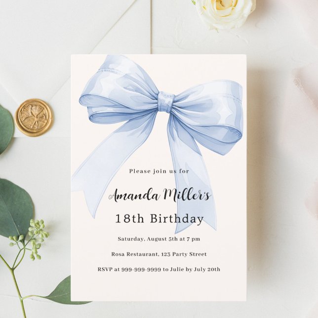 Invitación Crema azul crema beige cumpleaños elegante (Subido por el creador)