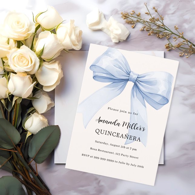 Invitación Crema azul crema elegante Quinceanera (Subido por el creador)
