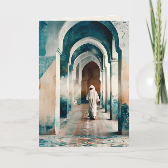 Invitación Crema azul de Marrakech árabe (Anverso)