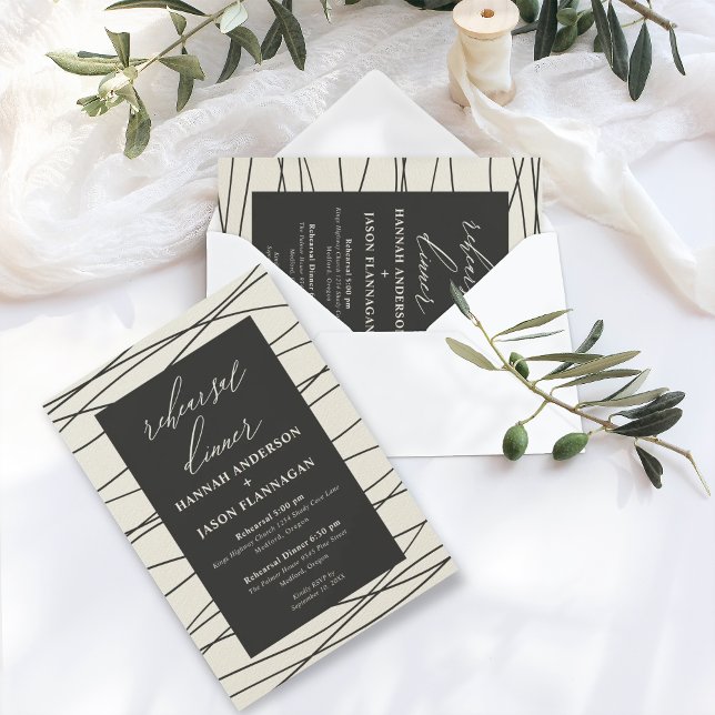 Invitación Crema Black Winter Evensal Ensayo Cena (Subido por el creador)