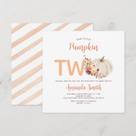 Invitación Crema Blanca Naranja Calabaza Es Floral De Cumplea