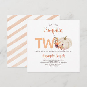 Invitación Crema Blanca Naranja Calabaza Es Floral De Cumplea