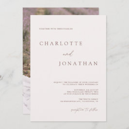 Invitación Crema bohemia moderna y Boda de fotos mauve