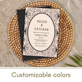 Invitación Crema Boho y tribal negra engordados