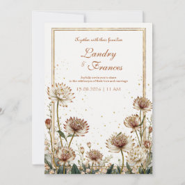 Invitación Crema Botánica de Astrantia Dorada para Bodas