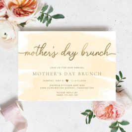 Invitación Crema Champagne Watercolor Brunch Día de la Madre