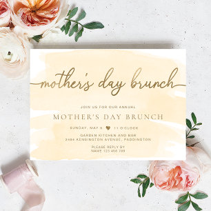Invitación Crema Champagne Watercolor Brunch Día de la Madre