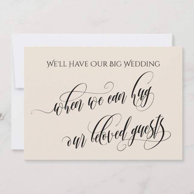 Invitación Crema Cuando Podemos abrazarte a tu Boda pospuesto (Anverso)