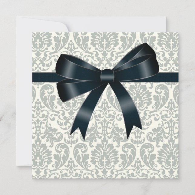 Invitación Crema Damask Fiesta Negra (Anverso)