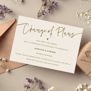 Invitación Crema de actualización de Boda de planes de cambio