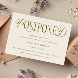 Invitación Crema de actualización de Boda pospuesto de elegan