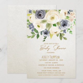 Invitación Crema de acuarela floral Baby Shower