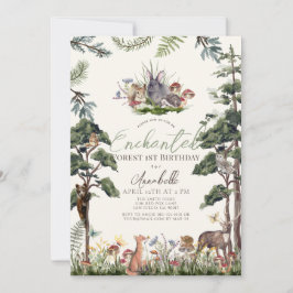 Invitación Crema de animales de bosque encantados