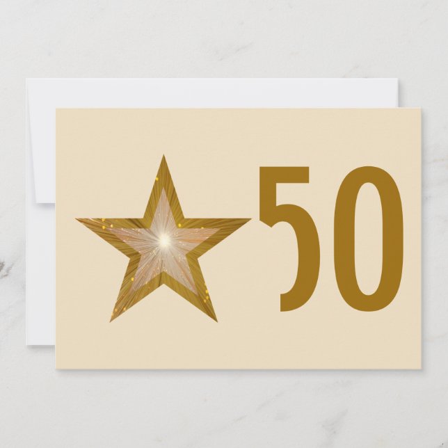 Invitación crema de aniversario '50' Estrella de O (Anverso)