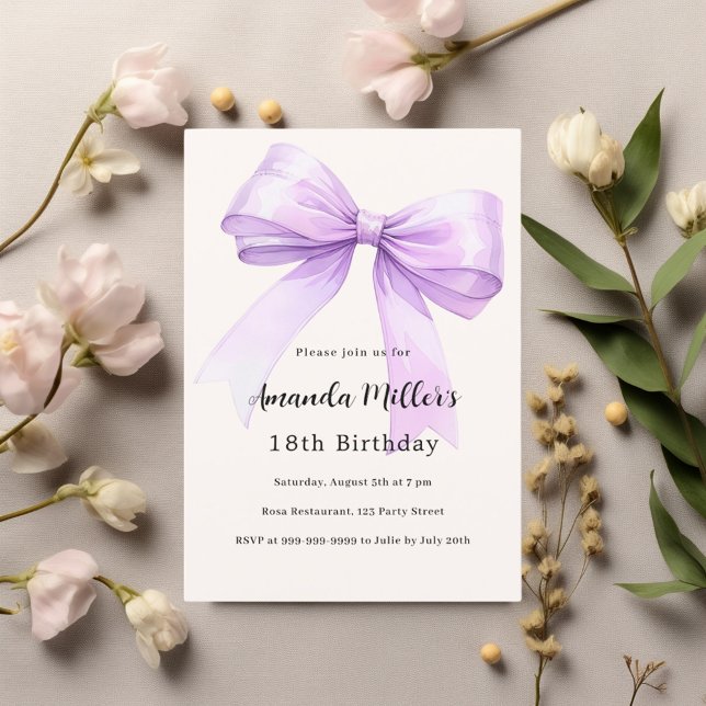 Invitación Crema de arco de lavanda elegante cumpleaños (Subido por el creador)