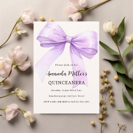 Invitación Crema de arco de lavanda elegante Quinceanera