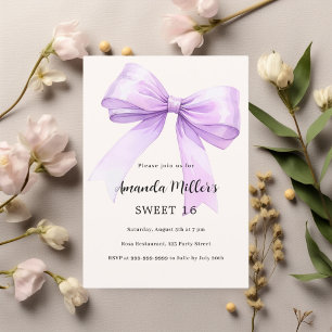 Invitación Crema de arco de lavanda elegante Sweet 16